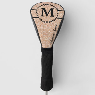 Cute Girly Gold glitter Black monogram chic Golfheadcover