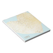 Cute Girly Gold Heart, gepersonaliseerde naam Notitieblok (Schuin)