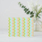 Cute Girly Green Blue Tan Polka Dots Pattern Briefkaart (Staand voorkant)
