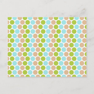 Cute Girly Green Blue Tan Polka Dots Pattern Briefkaart