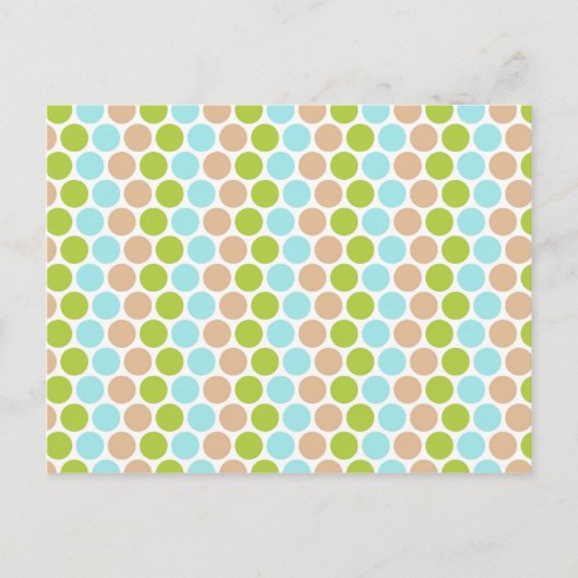 Cute Girly Green Blue Tan Polka Dots Pattern Briefkaart (Voorkant)