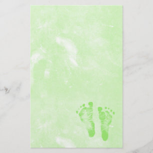 Cute Girly Green New Baby Footprint Briefpapier