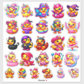 Cute Girly Halloween Costume Rubber Duck Stickers