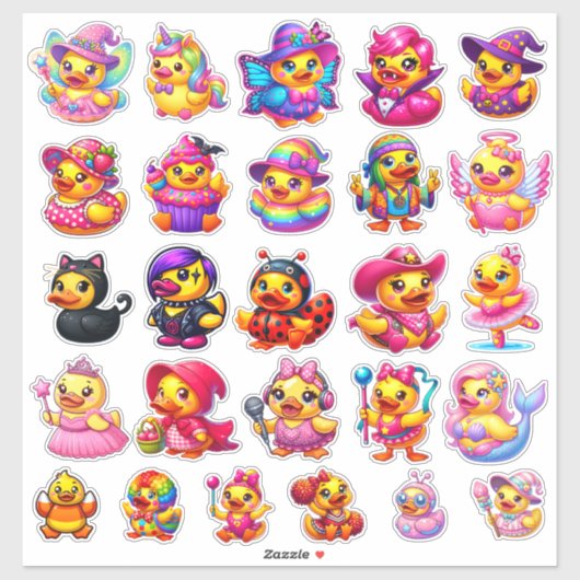 Cute Girly Halloween Costume Rubber Duck Stickers (Vel)