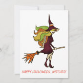 Cute Girly Happy Halloween Witch Costume Kaart (Voorkant)