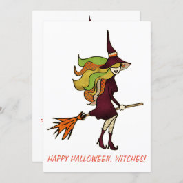 Cute Girly Happy Halloween Witch Costume Kaart