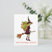 Cute Girly Happy Halloween Witch Costume Uitnodiging Briefkaart (Staand voorkant)