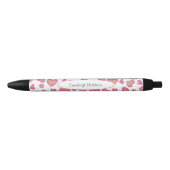 Cute Girly Heart Pattern Monogram Zwarte Inkt Pen (Voorkant)