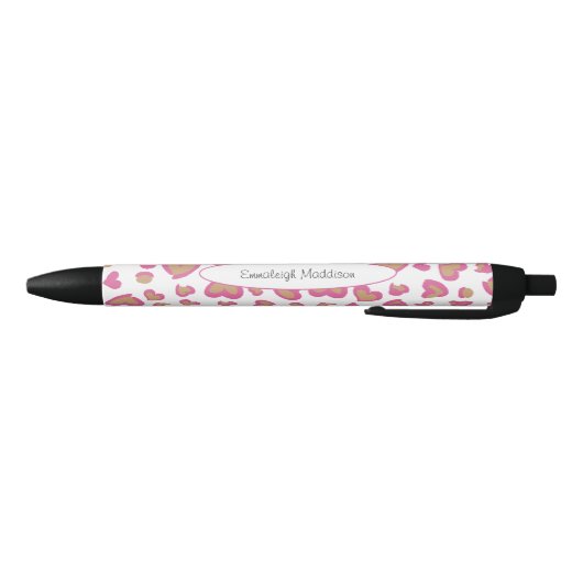 Cute Girly Heart Pattern Monogram Zwarte Inkt Pen (Bodem)