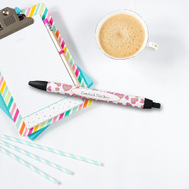 Cute Girly Heart Pattern Monogram Zwarte Inkt Pen