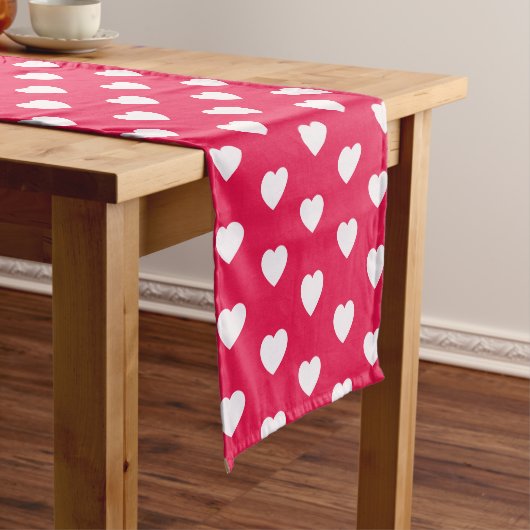 Cute Girly Heart Pattern Valentijnsdag Gift Korte Tafelloper (Voorbeeld)