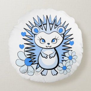 Cute Girly Hedégel Lt Blue Rond Kussen
