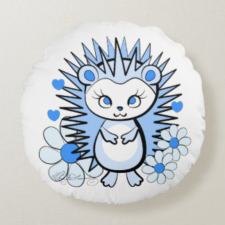 Cute Girly Hedégel Lt Blue Rond Kussen