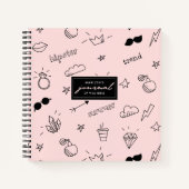 Cute Girly Hipster Hand Drawn Icons Pattern Notitieboek (Voorkant)