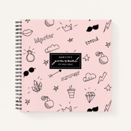 Cute Girly Hipster Hand Drawn Icons Pattern Notitieboek