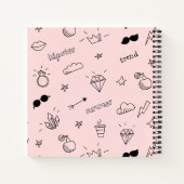 Cute Girly Hipster Hand Drawn Icons Pattern Notitieboek (Achterkant)