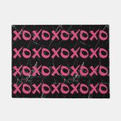 Cute girly hot roze zwarte marmer xoxo hugs kisses deurmat (Voorkant)