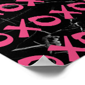 Cute girly hot roze zwarte marmer xoxo hugs kisses poster (Hoek)