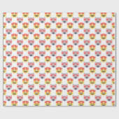 Cute Girly in Love Hearts Cat Emoji Pattern Cadeaupapier (Vlak)
