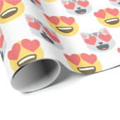 Cute Girly in Love Hearts Cat Emoji Pattern Cadeaupapier (Rol Hoek)