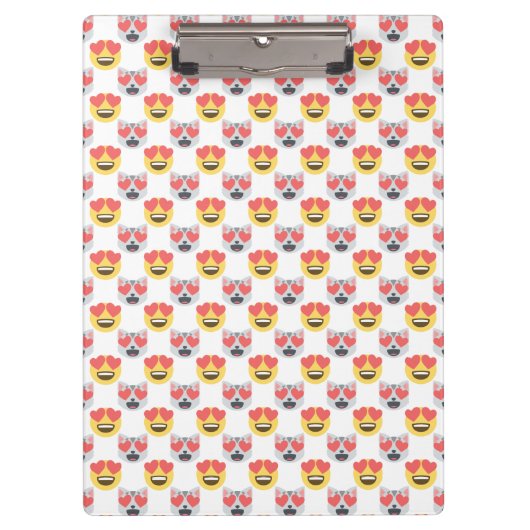 Cute Girly in Love Hearts Cat Emoji Pattern Klembord (Voorkant)
