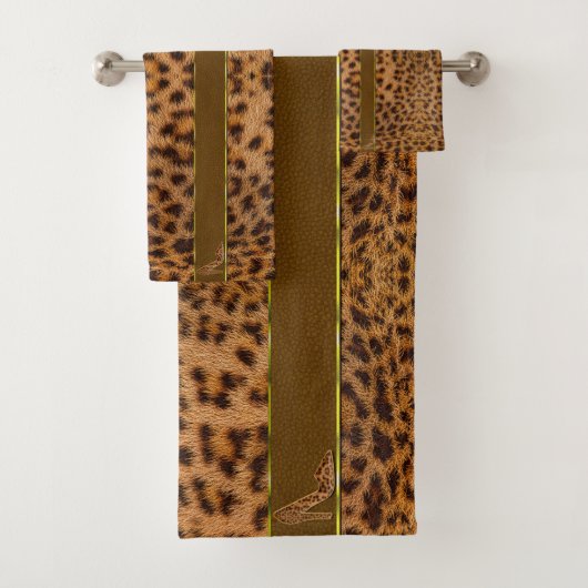 Cute Girly Jaguar Pattern Animal Print & Stiletto Bad Handdoek (Insitu)