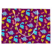 Cute Girly Kleurrijk Paarse Dinosaurus Thema Verja Groot Cadeauzakje (Achterkant)