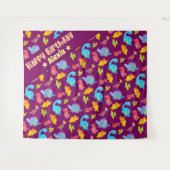 Cute Girly Kleurrijk Paarse Dinosaurus Thema Verja Wandkleed (Voorkant (horizontaal))