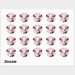 Cute Girly Koe Blowblegum Ronde Sticker