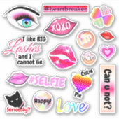 Cute Girly Laptop Phonecase Funny Sticker (Voorkant)