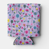 Cute Girly Lila Bright Floral Pattern Blikjeskoeler (Voorkant)