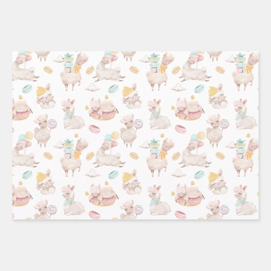 Cute Girly Llama Fun Gift Inpakpapier Vel (Voorkant)
