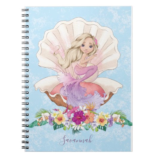 Cute Girly Mermaid Monogram Notitieboek (Voorkant)