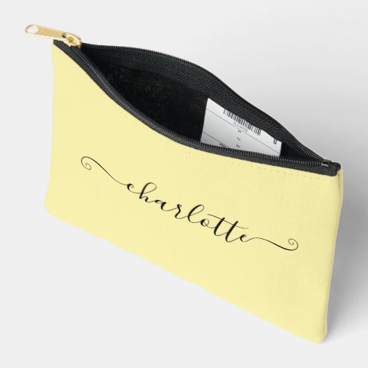 Cute Girly Minimalist Custom Name | Pale Yellow Etui (Open)