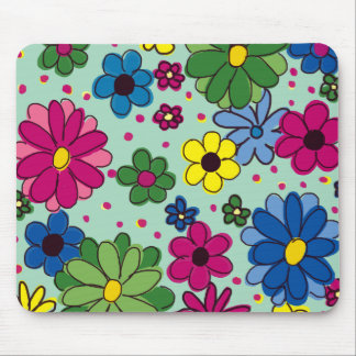 Cute, Girly Mint Green met kleurrijke Floral Muismat