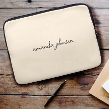 Cute Girly Modern Beige Monogram Cursive Volledige