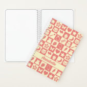 Cute Girly Modern Pink Checkered Icons Pattern Notitieboek (Binnen)
