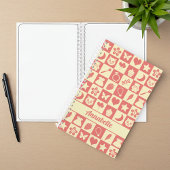 Cute Girly Modern Pink Checkered Icons Pattern Notitieboek
