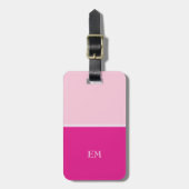 Cute Girly Modern Pink Monogrammed Initialen Bagagelabel (Voorkant verticaal)