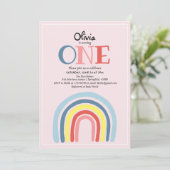 Cute Girly Modern Rainbow en naam 1st Birthday Kaart (Staand voorkant)