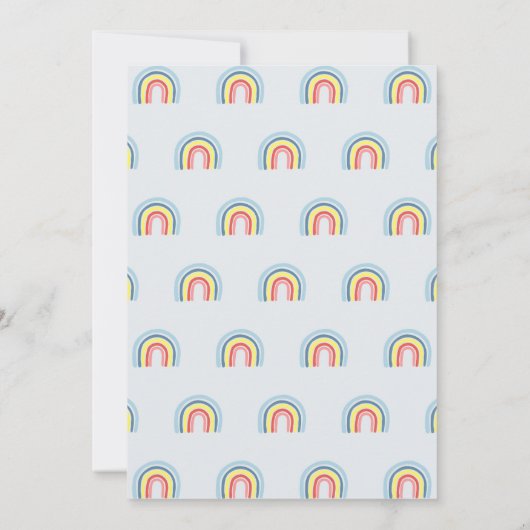 Cute Girly Modern Rainbow en naam 1st Birthday Kaart (Achterkant)