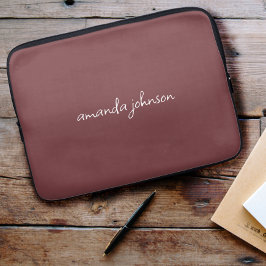 Cute Girly Modern Red Monogram Cursive Volledige n Laptop Sleeve