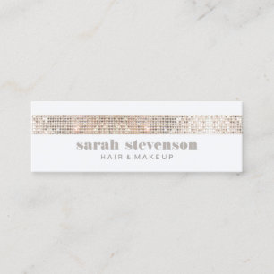 Cute Girly & Modern Sparkly Silver FAUX-reeksen Mini Visitekaartje