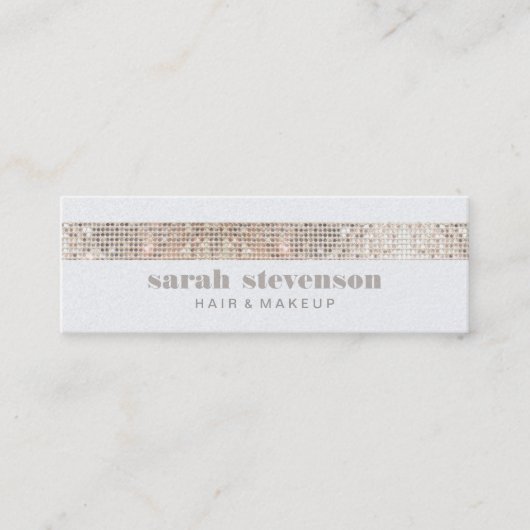 Cute Girly & Modern Sparkly Silver FAUX-reeksen Mini Visitekaartje (Voorkant)