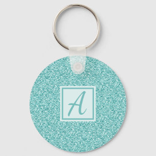 Cute Girly Monogram Blue Sparkle Sleutelhanger
