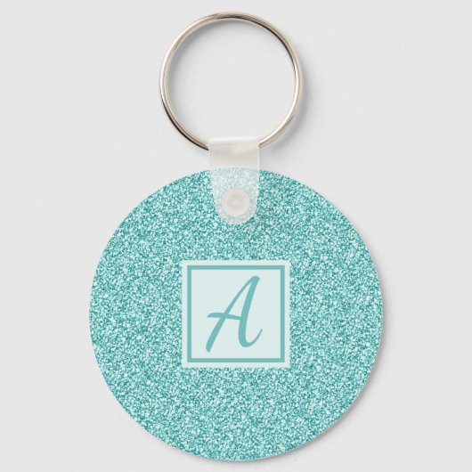 Cute Girly Monogram Blue Sparkle Sleutelhanger (Voorkant)