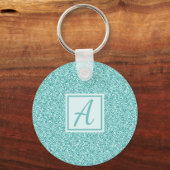 Cute Girly Monogram Blue Sparkle Sleutelhanger (Voorkant)