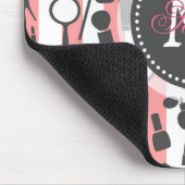 Cute girly monogram cosmetica strepen patroon muismat (Hoek)