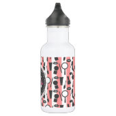 Cute girly monogram cosmetica strepen patroon waterfles  (Rechts)