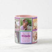 Cute girly multicolor fotoframes en monogram mok (Midden)